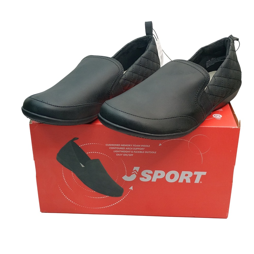 J Sport Lisa‎ Slip On Women Size 11 Black Quilted Memory Foam S5LSA01